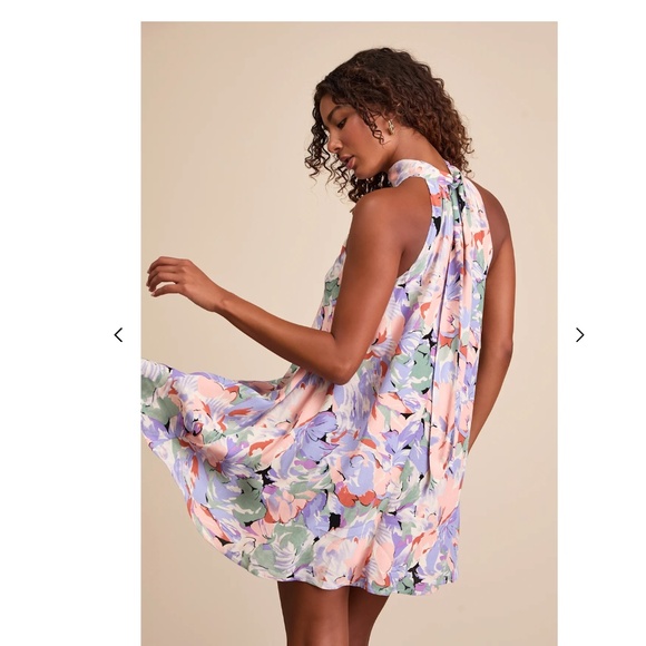 Lulus Lavender Multi Floral Mini Shift Dress Purple Size M NWT - Picture 2 of 5